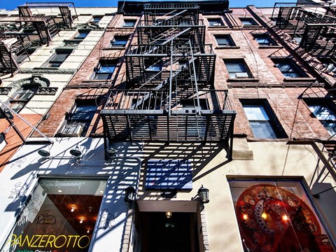 a fire escape on the side of a building
