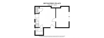 2D floor plan of 1 bedroom with living room at 189 Waverly Place New York
