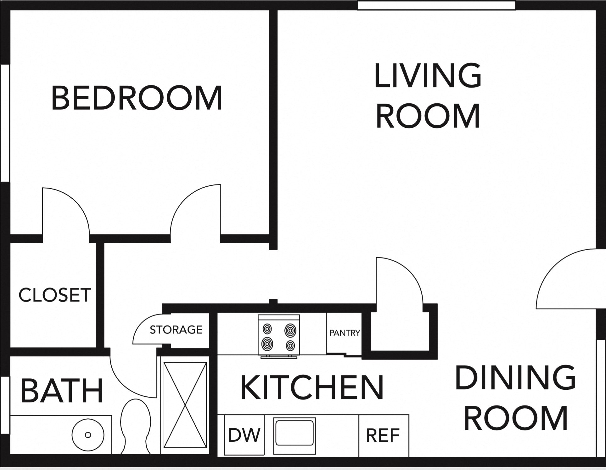 1 Bedroom floor plan for 1331 Jefferson Avenue - C