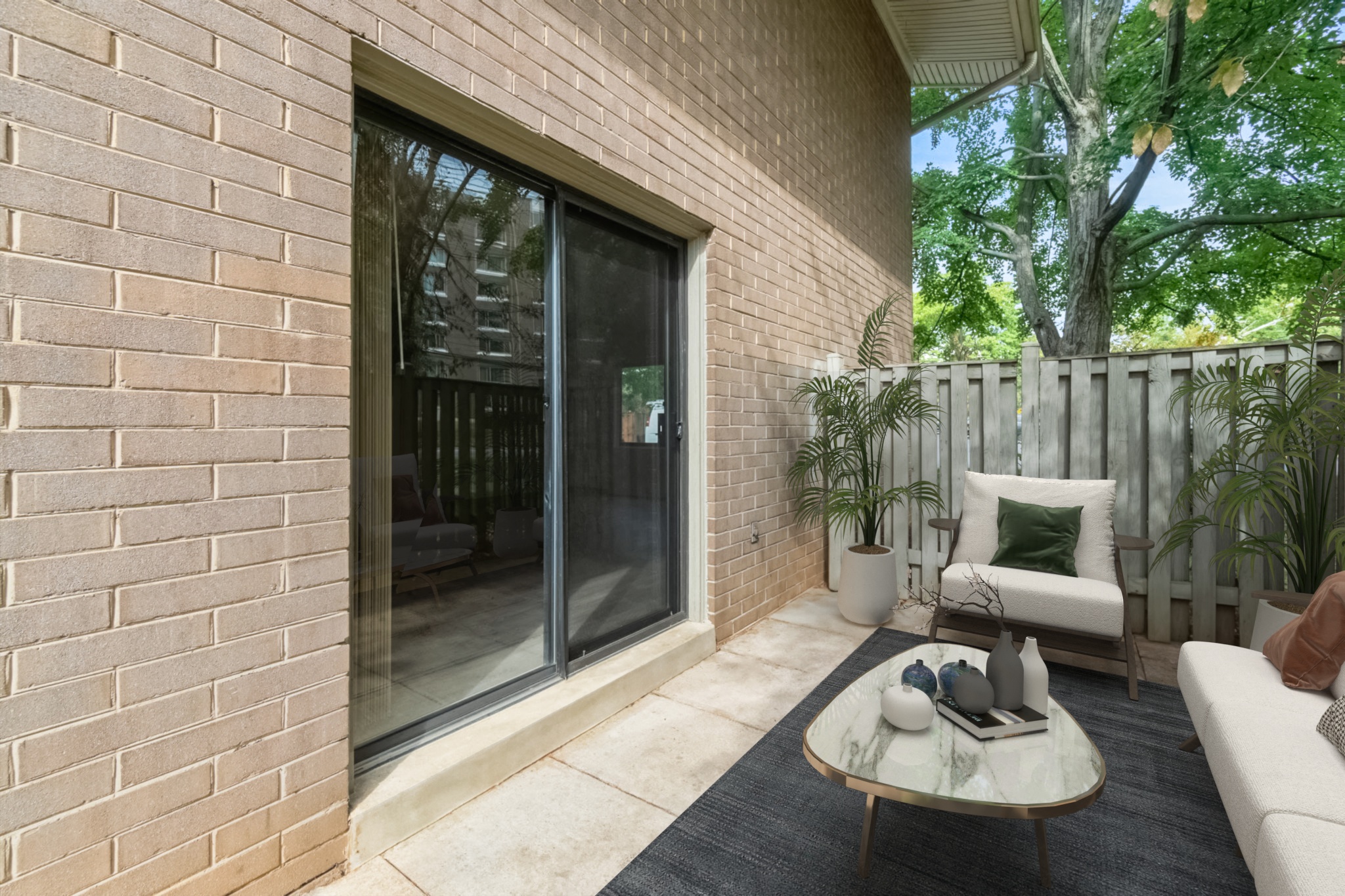 Spacious Patio Area with view private views of mature landscaping