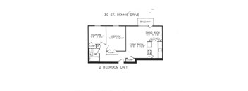 2 bedroom with one bathroom with balcony