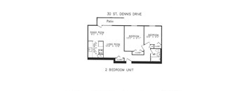 2 bedroom with one bathroom with patio