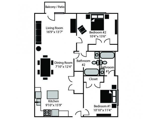 Greene Floor Plan Greene Floor Plan at CityView Apartments, North Carolina
