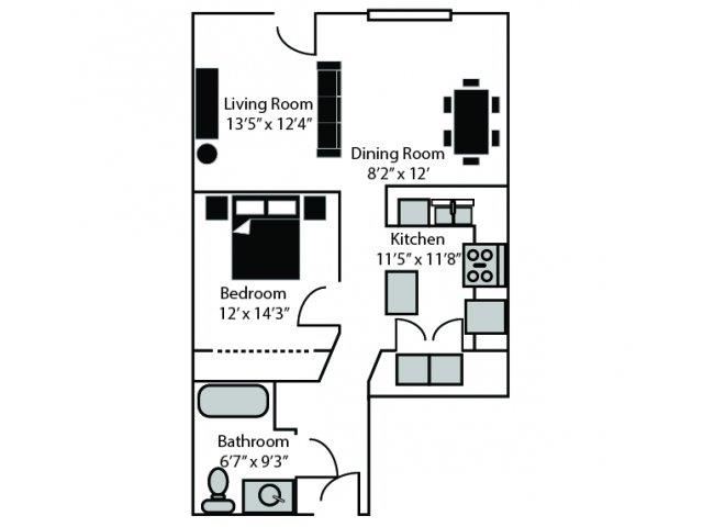 Norfolk Floor Plan Norfolk Floor Plan at CityView Apartments, Greensboro, 27406