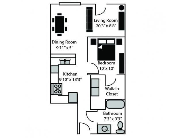 Wick Floor Plan Wick Floor Plan at CityView Apartments, Greensboro, NC, 27406