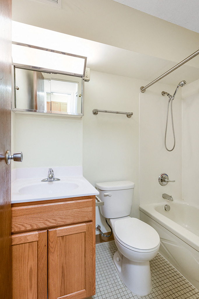 a bathroom with a toilet and a sink and a bath tub