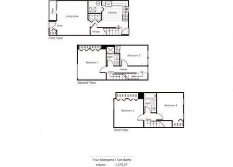 Townhome floor plan at Parklane Apartments in Gaithersburg MD