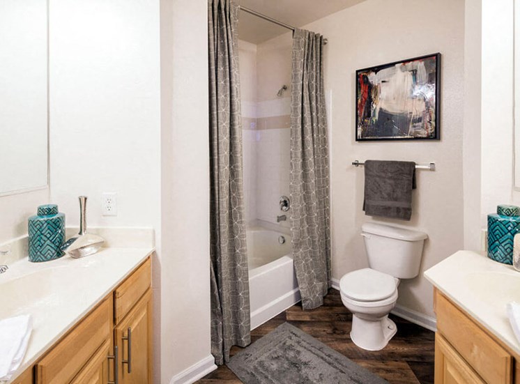 Dual vanities in select bathrooms to offer ample counter space at Westwind Farms Apartments in Ashburn, VA