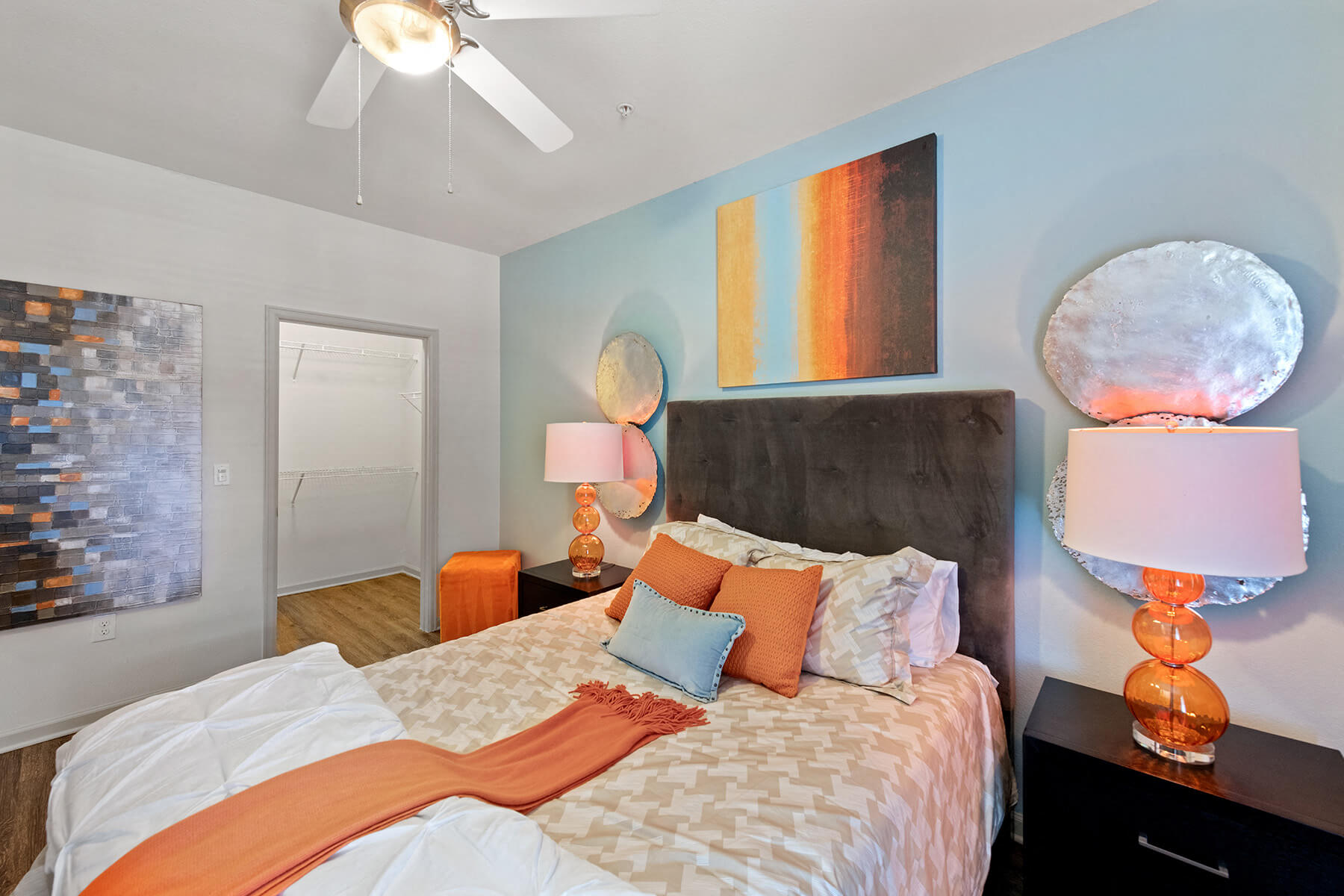 Bedroom with closet at Atley on the Greenway Apartments in Ashburn VA