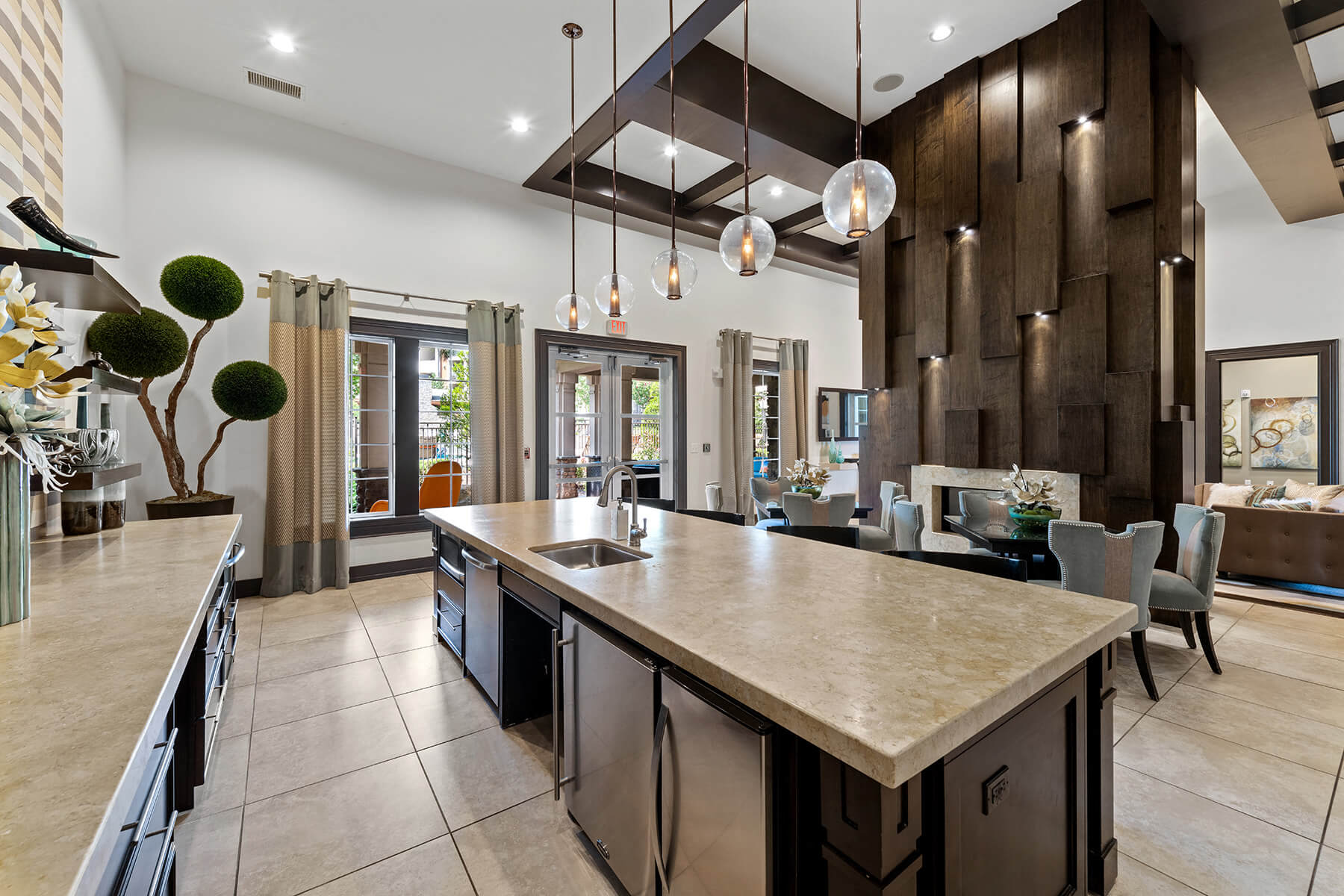 Social lounge kitchen at Atley on the Greenway Apartments in Ashburn VA