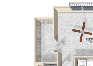 1 bedroom 1 bathroom apartment A3 floorplan at Atley on the Greenway Apartments in Ashburn, VA