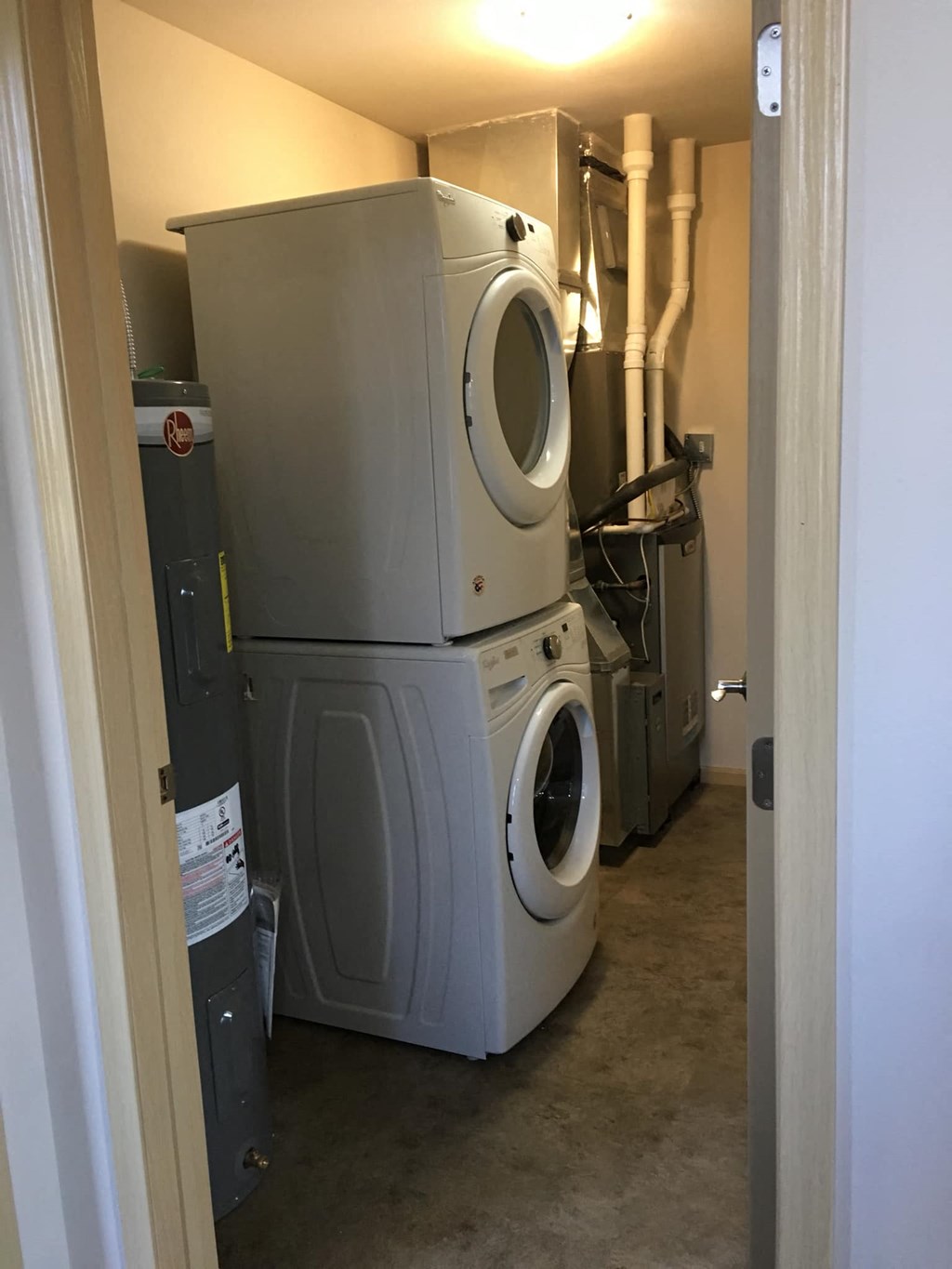 a laundry room with two washing machines in it