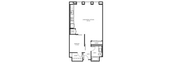 1 B2 - 1 Bedroom 1 Bath Floor Plan Layout - 838 Square Feet