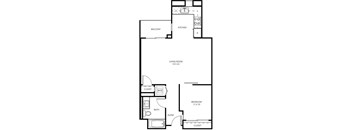 1 C - 1 Bedroom 1 Bath Floor Plan Layout - 729 Square Feet