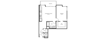 1 D1 - 1 Bedroom 1 Bath Floor Plan Layout - 810 Square Feet