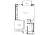 1 E1A - 1 Bedroom 1 Bath Floor Plan Layout - 747 Square Feet