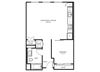 1 E2A - 1 Bedroom 1 Bath Floor Plan Layout - 705 Square Feet