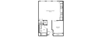 1 E2B - 1 Bedroom 1 Bath Floor Plan Layout - 701 Square Feet