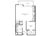1 E2C - 1 Bedroom 1 Bath Floor Plan Layout - 763 Square Feet