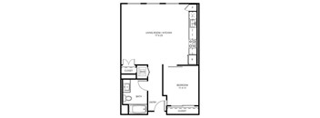 1 E3B - 1 Bedroom 1 Bath Floor Plan Layout - 716 Square Feet