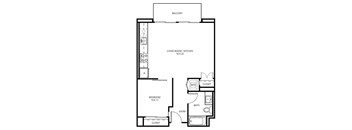 1 E4B - 1 Bedroom 1 Bath Floor Plan Layout - 656 Square Feet