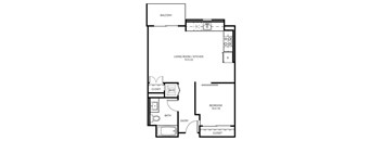 1 E5 - 1 Bedroom 1 Bath Floor Plan Layout - 642 Square Feet
