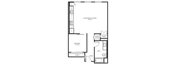 1 E6A - 1 Bedroom 1 Bath Floor Plan Layout - 763 Square Feet