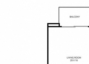 1 F - 1 Bedroom 1 Bath Floor Plan Layout - 973 Square Feet