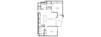 2 C2 - 2 Bedroom 2 Bath Floor Plan Layout - 1100 Square Feet