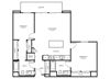 2 D2 - 2 Bedroom 2 Bath Floor Plan Layout - 1133 Square Feet