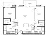2 F - 2 Bedroom 2 Bath Floor Plan Layout - 1307 Square Feet