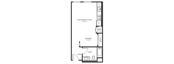 Studio B3 - 0 Bedroom 1 Bath Floor Plan Layout - 484 Square Feet