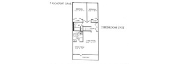 2 bedroom with stairs, one bathroom & balcony
