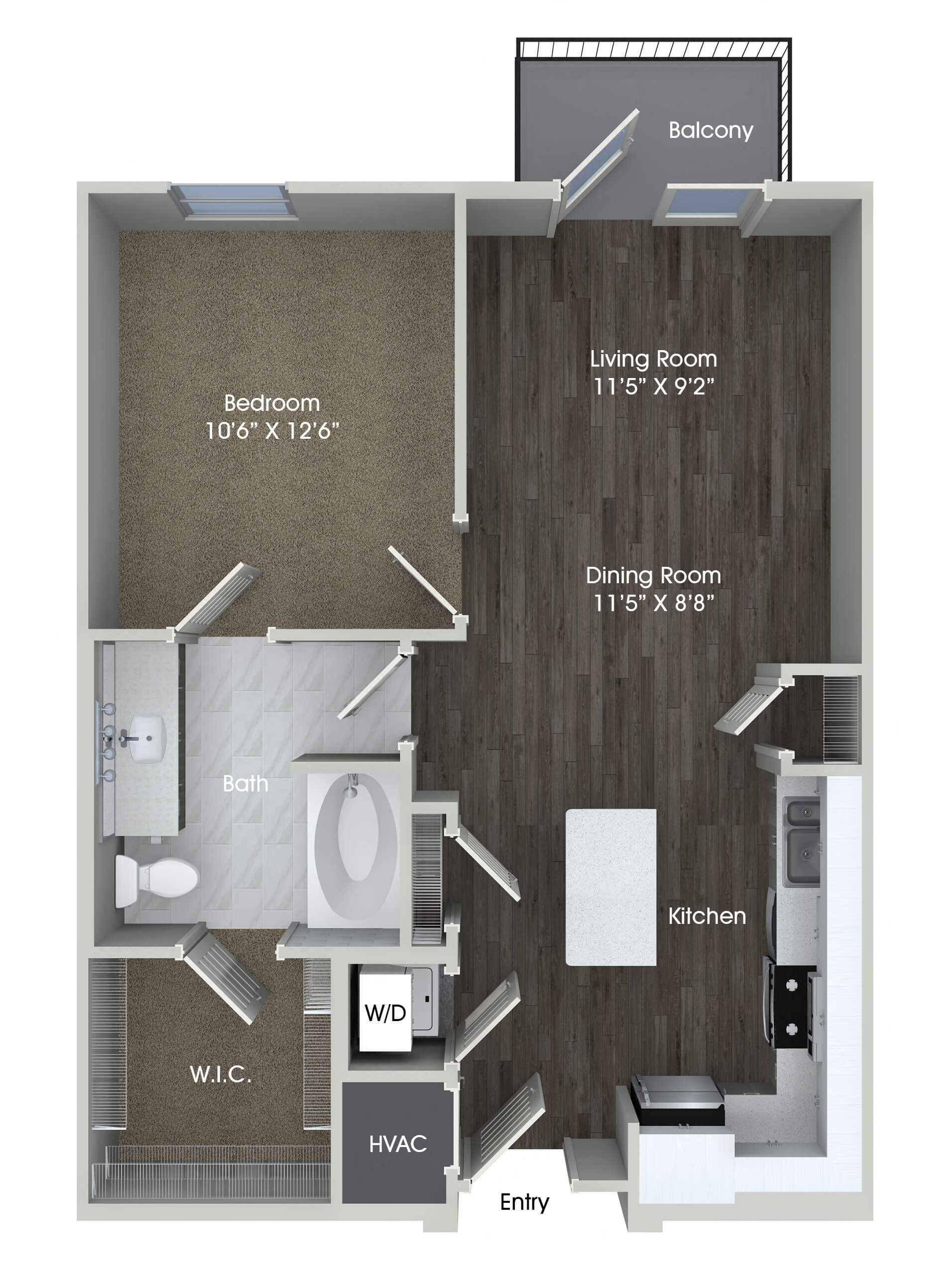 one bedroom floor plan at inwood station apartments