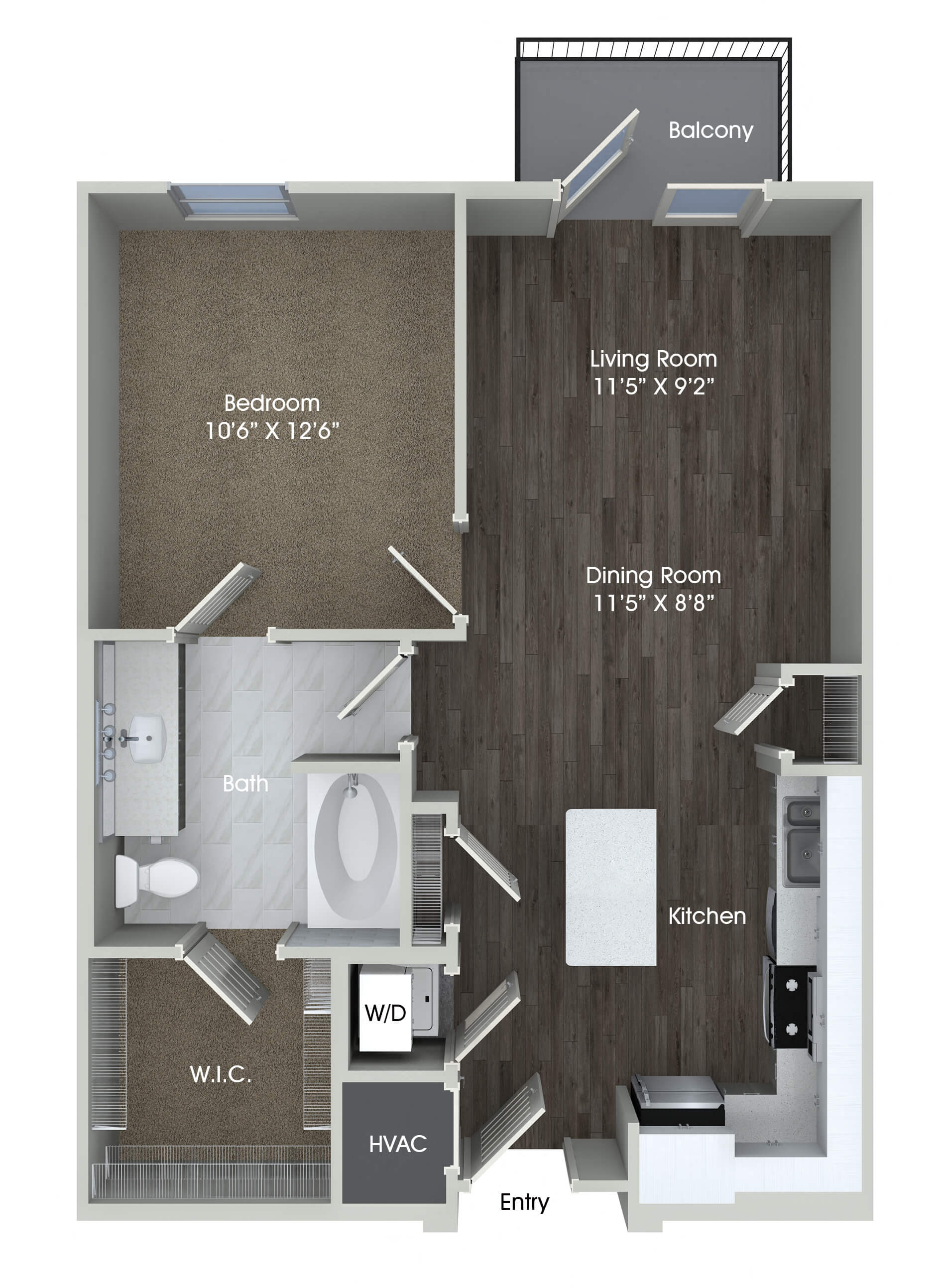 one bedroom floor plan at inwood station apartments