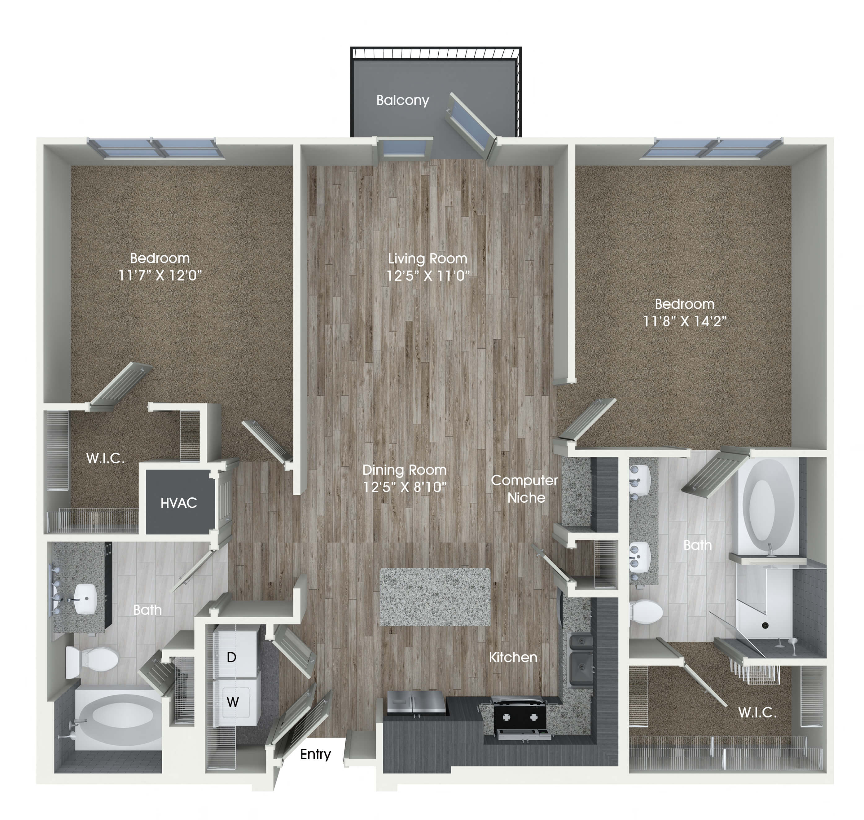 two bedroom floor plan at inwood station apartments