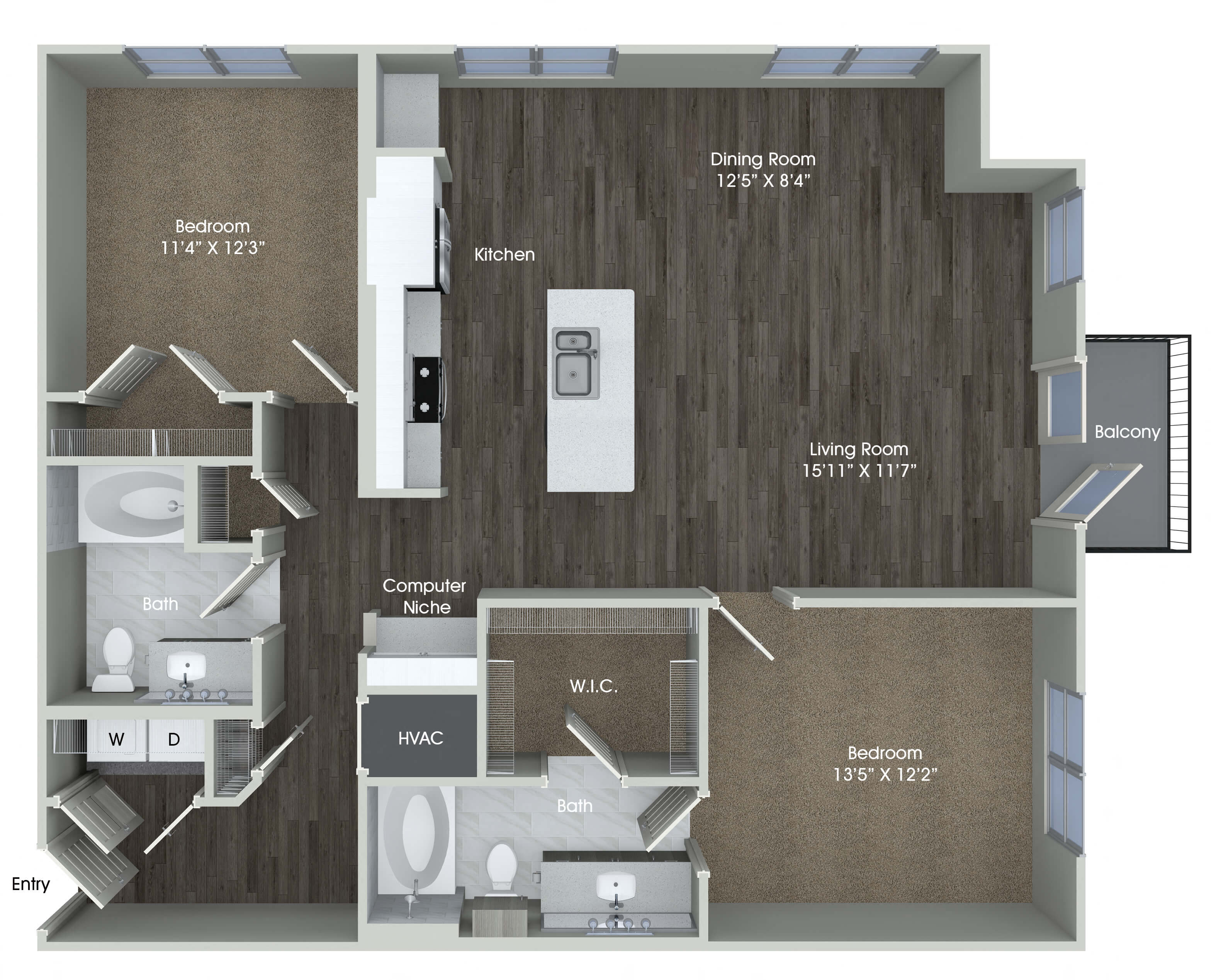 two bedroom floor plan at inwood station apartments