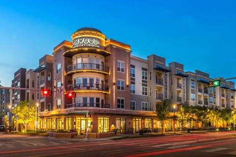 nighttime exterior at Inwood Apartments in Dallas, TX