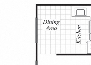 Two bedroom one bathroom B1 floorplan at Trestles Apartments in San Jose, CA