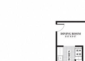 Three bedroom one bathroom Elmwood floorplan at University Heights Apartments in Providence, RI