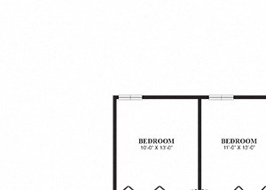 Three bedroom one and a half bathroom LaSalle floorplan at University Heights Apartments in Providence, RI