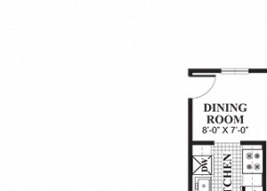 Two bedroom two bathroom Thayer A floorplan at University Heights Apartments in Providence, RI
