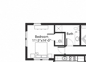 Two bedroom two bathroom B10 floorplan at 7001 Arlington in Bethesda, MD