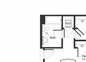 Two bedroom two bathroom B3 floorplan at 7001 Arlington in Bethesda, MD