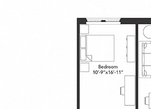 Two bedroom two bathroom B5 floorplan at 7001 Arlington in Bethesda, MD