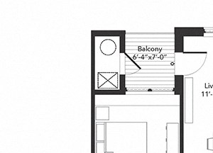 Two bedroom two bathroom B6 floorplan at 7001 Arlington in Bethesda, MD