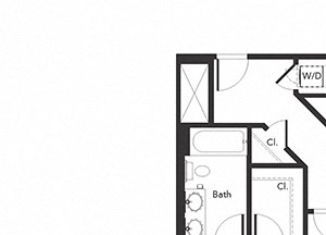 Two bedroom two bathroom B7 floorplan at 7001 Arlington in Bethesda, MD