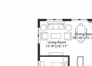 Two bedroom two bathroom B8 floorplan at 7001 Arlington in Bethesda, MD