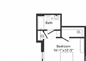 Two bedroom two bathroom B9 floorplan at 7001 Arlington in Bethesda, MD