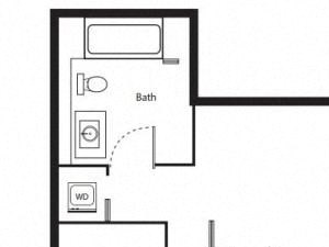1 bedroom floor plan | District West Gables Apartments in West Miami, Florida
